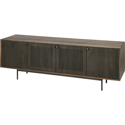 Grace Media Console by Mercana in two-tone brown. Made from unique in a modern style.