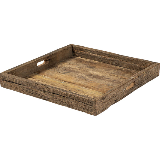 Carson Reclaimed Wood Tray by Mercana in natural. Made from unique in a rustic style.