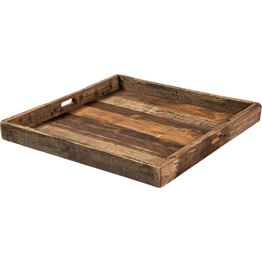 Carson Reclaimed Wood Tray by Mercana in natural. Made from unique in a rustic style.