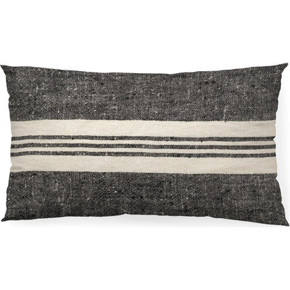 Sharon Stripes Lumbar Pillow Cover by Mercana in black. Made from fabric in a transitional style.