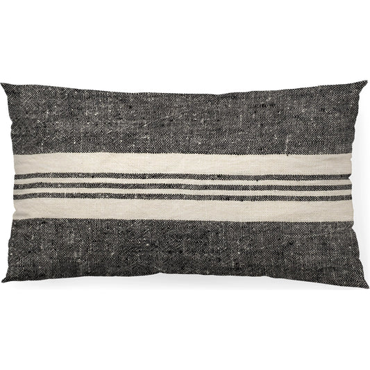 Sharon Stripes Lumbar Pillow Cover by Mercana in black. Made from fabric in a unique style.