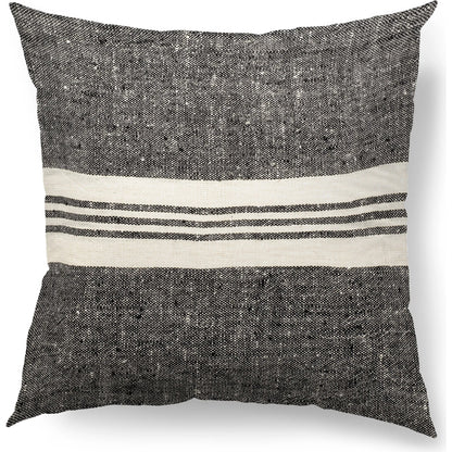 Sharon Stripes Lumbar Pillow Cover by Mercana in black. Made from fabric in a transitional style.