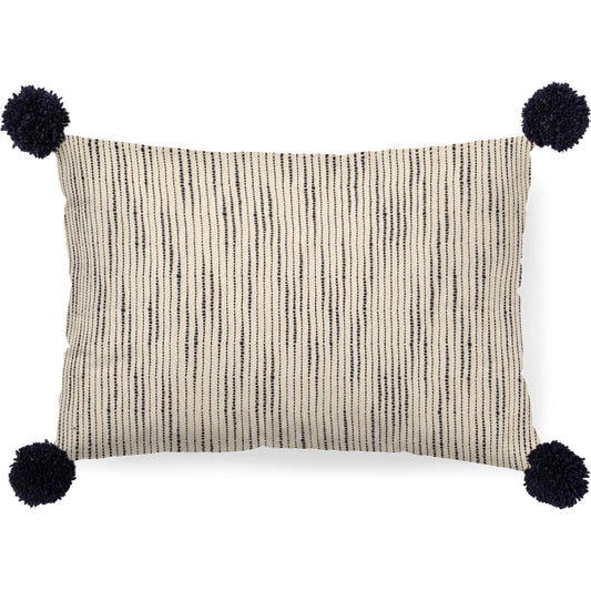 Krystal Lumbar Pom Pom Pillow Cover by Mercana in blue. Made from fabric in a unique style.