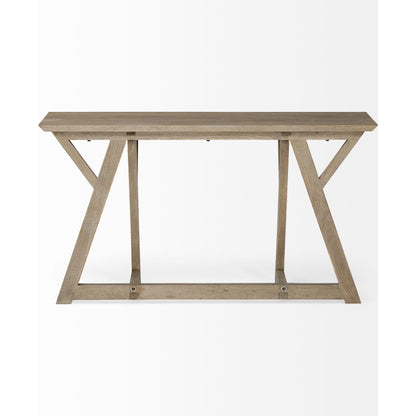 Jennings Console Table by Mercana in brown. Made from solid wood in a modern style.