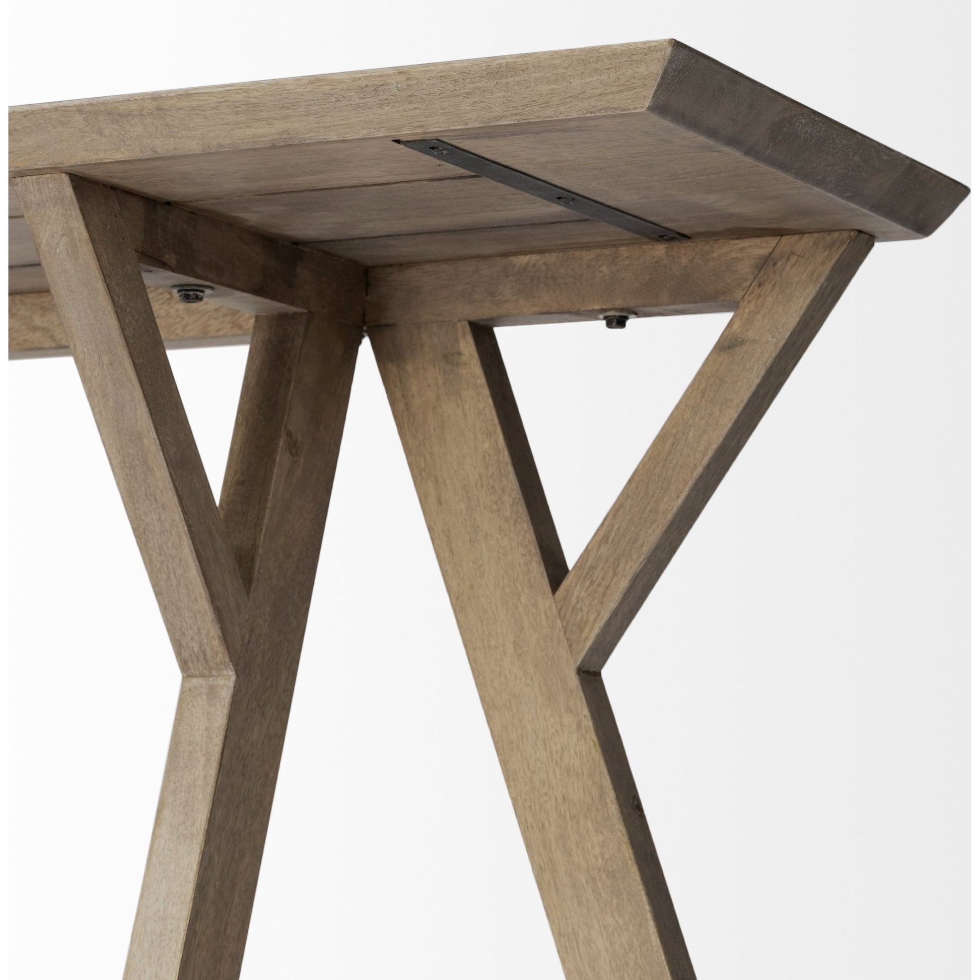 Jennings Console Table by Mercana in brown. Made from solid wood in a modern style.