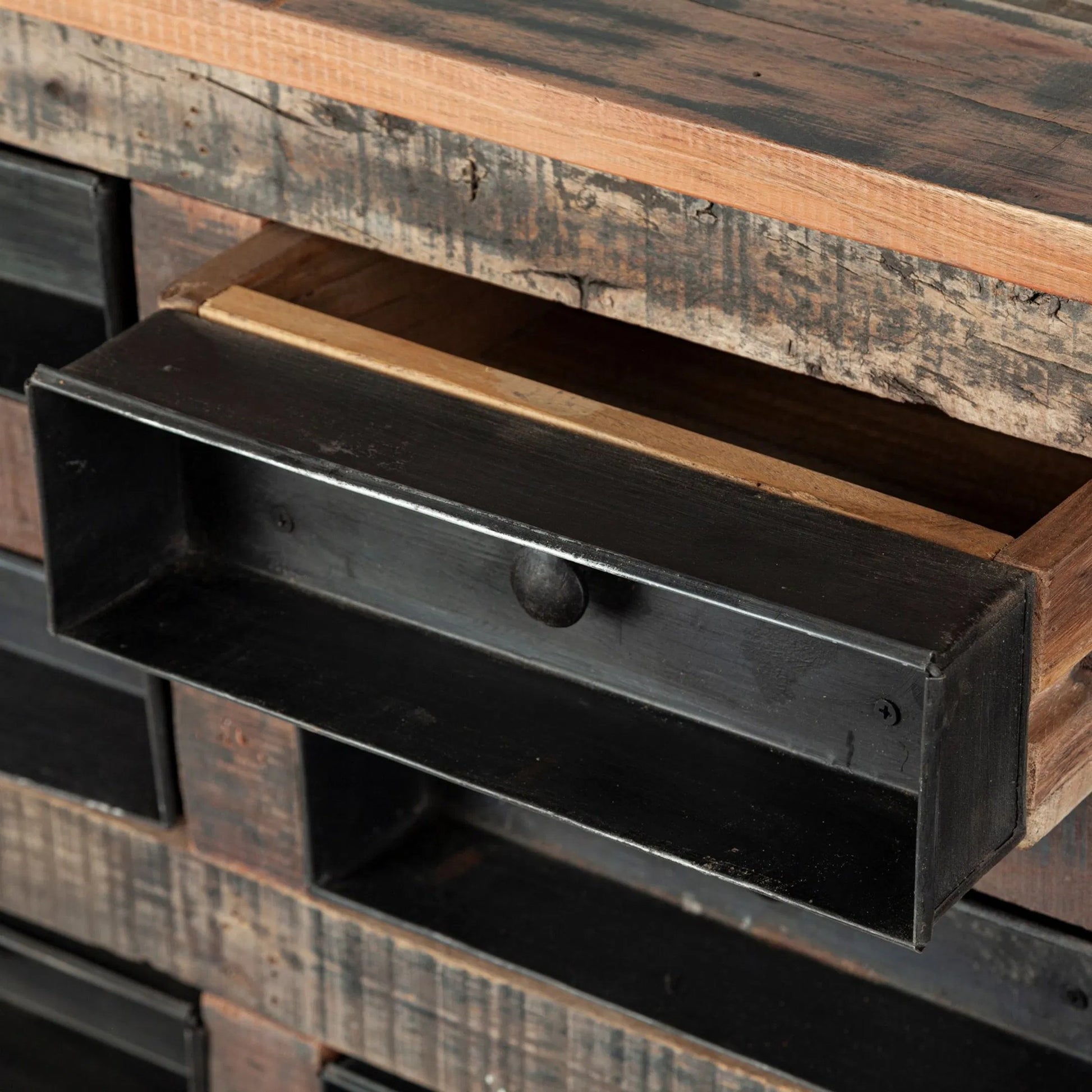 Wilton Sideboard by Mercana in brown. Made from hardwood in a rustic style.