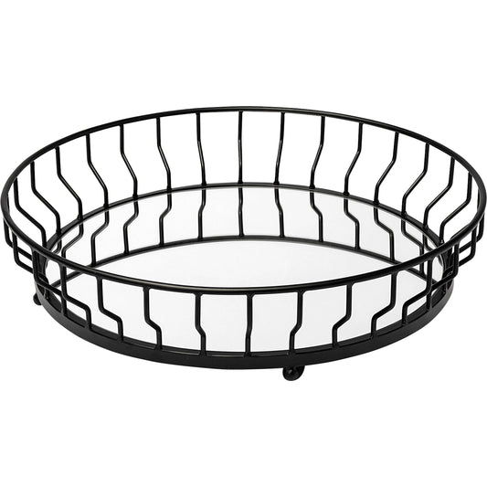 Helena Ed Bottom Round Serving Tray by Mercana in black. Made from unique in a modern style.