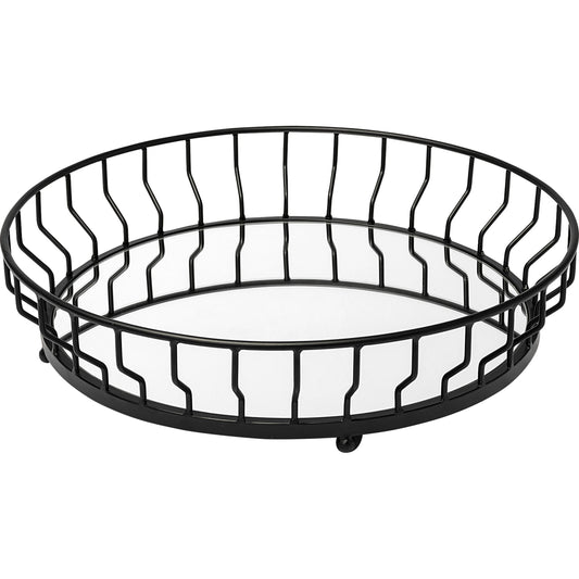 Helena Ed Bottom Round Serving Tray by Mercana in black. Made from unique in a modern style.