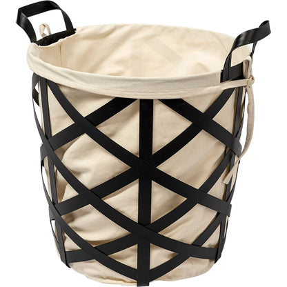 Liya Basket with Cream Fabric Liner by Mercana in natural. Made from unique in a modern style.