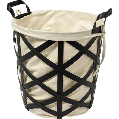 Liya Basket with Cream Fabric Liner by Mercana in natural. Made from unique in a modern style.