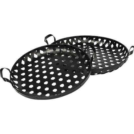 Lito Woven Metal Round Serving Trays Set of Two by Mercana in natural. Made from unique in a modern style.