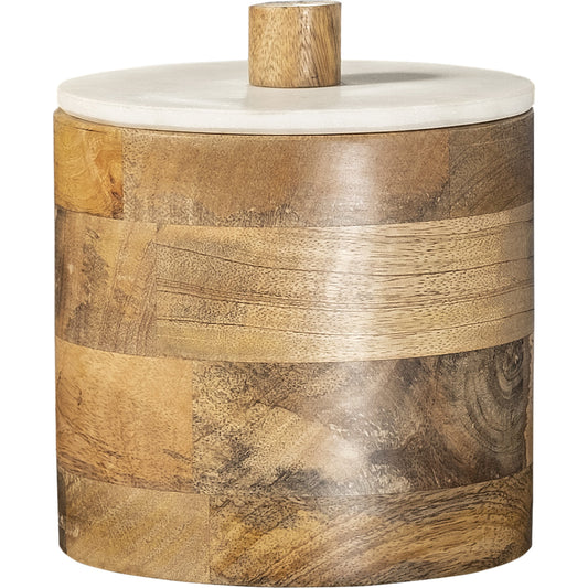 Sandook Round Wooden Storage Jar by Mercana in natural. Made from unique in a cottage & farmhouse style.