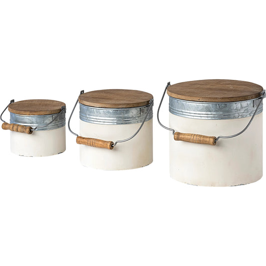 Alani Storage Boxes Set of Three by Mercana in natural. Made from unique in a coastal style.