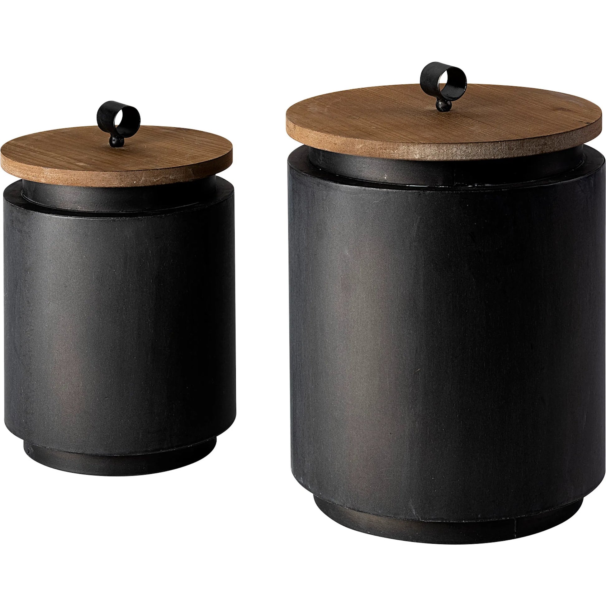Cyril Gray W Jars Set of Two by Mercana in gunmetal grey. Made from unique in a eclectic & global style.