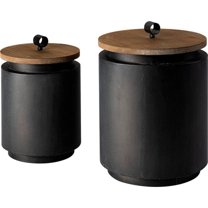 Cyril Gray W Jars Set of Two by Mercana in gunmetal grey. Made from unique in a eclectic & global style.