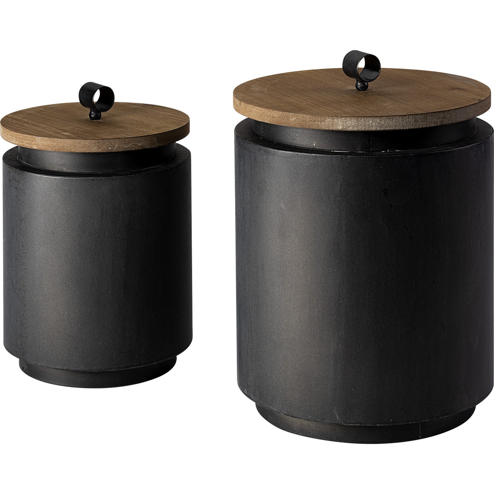 Cyril Gray W Jars Set of Two by Mercana in gunmetal grey. Made from unique in a eclectic & global style.