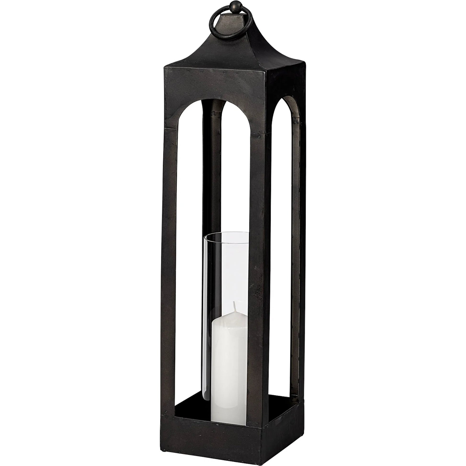 Ina Candle Holder Lantern by Mercana in charcoal. Made from unique in a modern style.