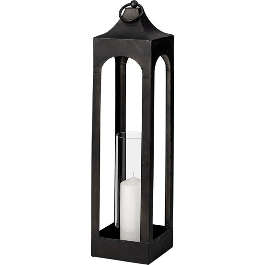 Ina Candle Holder Lantern by Mercana in charcoal. Made from unique in a modern style.