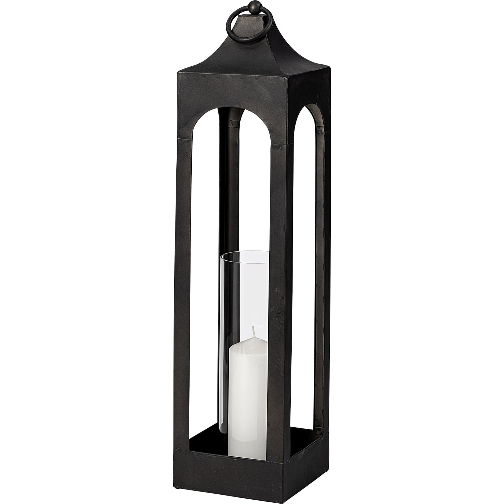 Ina Candle Holder Lantern by Mercana in charcoal. Made from unique in a modern style.