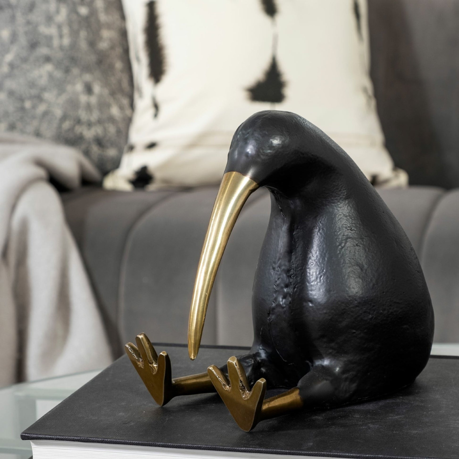 Dodo Cast Aluminum Mauritian Bird Sculpture by Mercana in black, antiqued gold. Made from unique in a eclectic & global style.