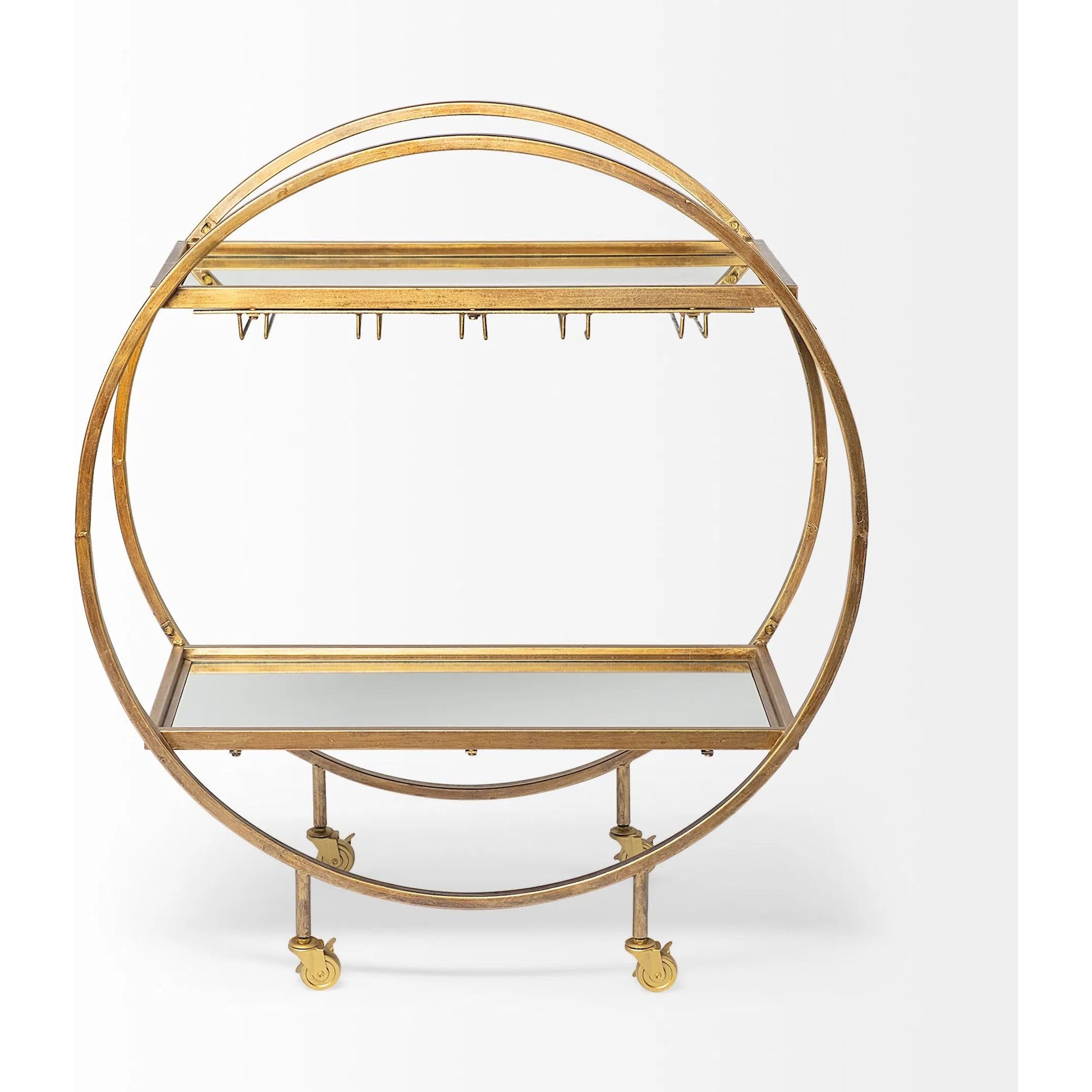 Carola Bar Cart by Mercana in gold. Made from unique in a modern style.