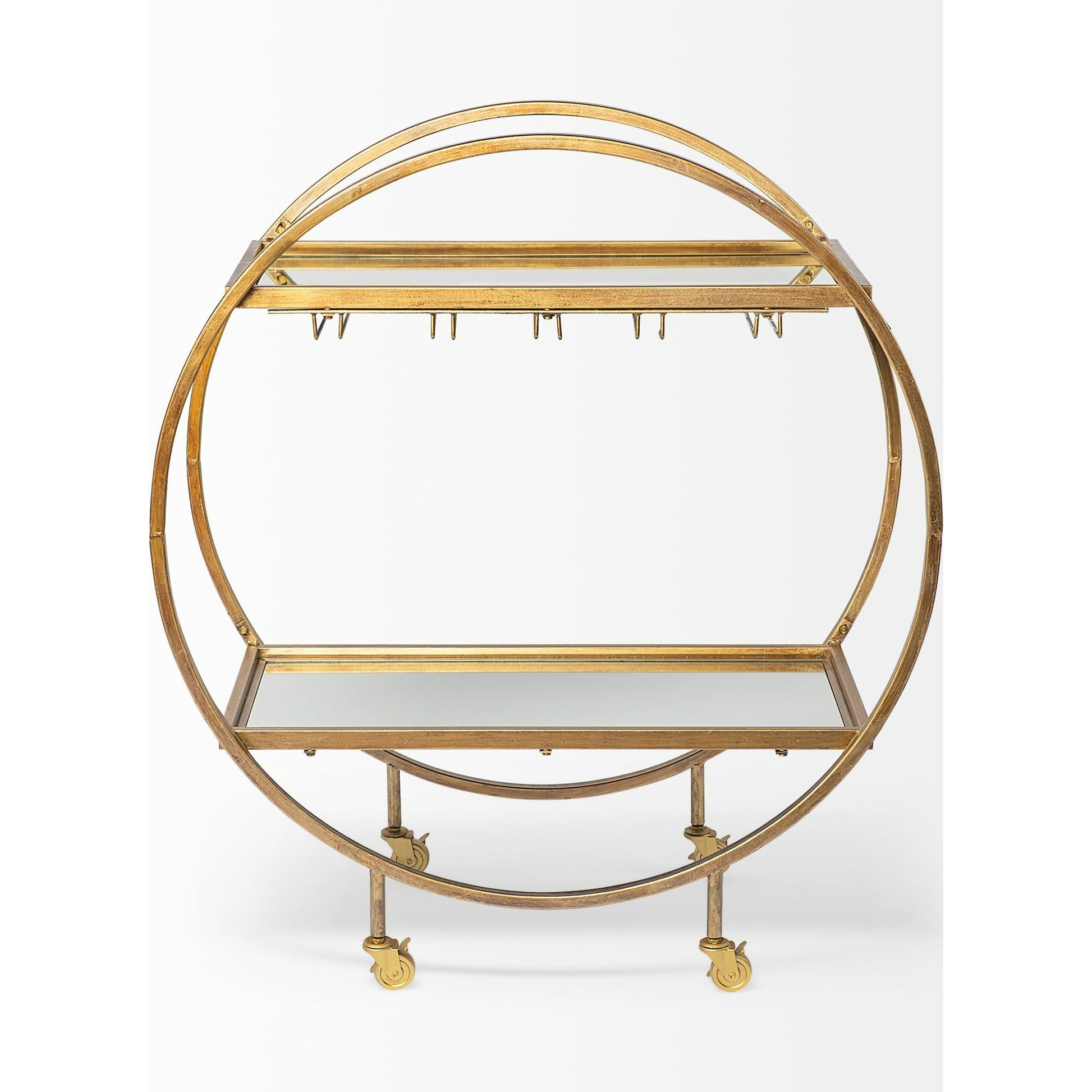 Carola Bar Cart by Mercana in gold. Made from unique in a modern style.