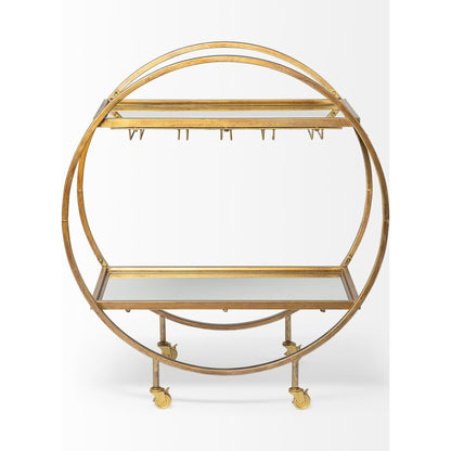 Carola Bar Cart by Mercana in gold. Made from unique in a modern style.