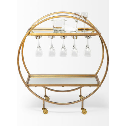 Carola Bar Cart by Mercana in gold. Made from unique in a modern style.