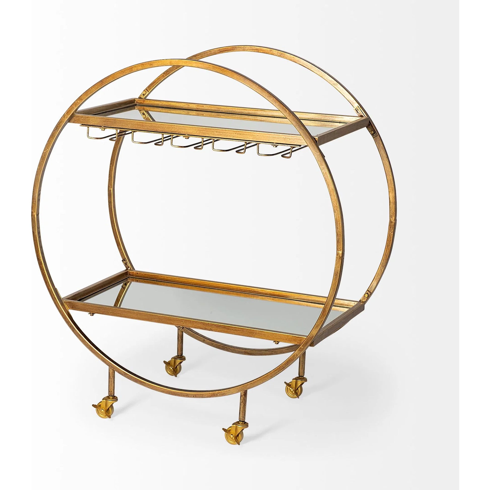 Carola Bar Cart by Mercana in gold. Made from unique in a modern style.