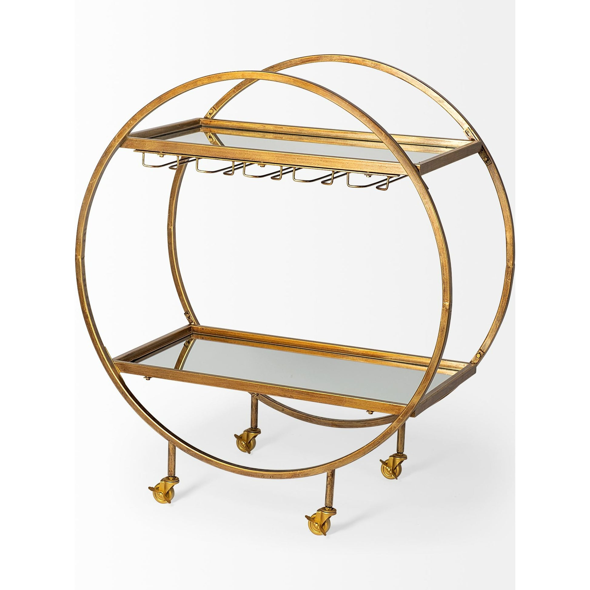 Carola Bar Cart by Mercana in gold. Made from unique in a modern style.