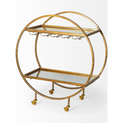 Carola Bar Cart by Mercana in gold. Made from unique in a modern style.