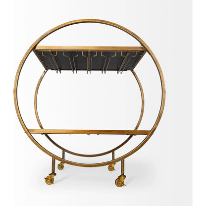 Carola Bar Cart by Mercana in gold. Made from unique in a modern style.