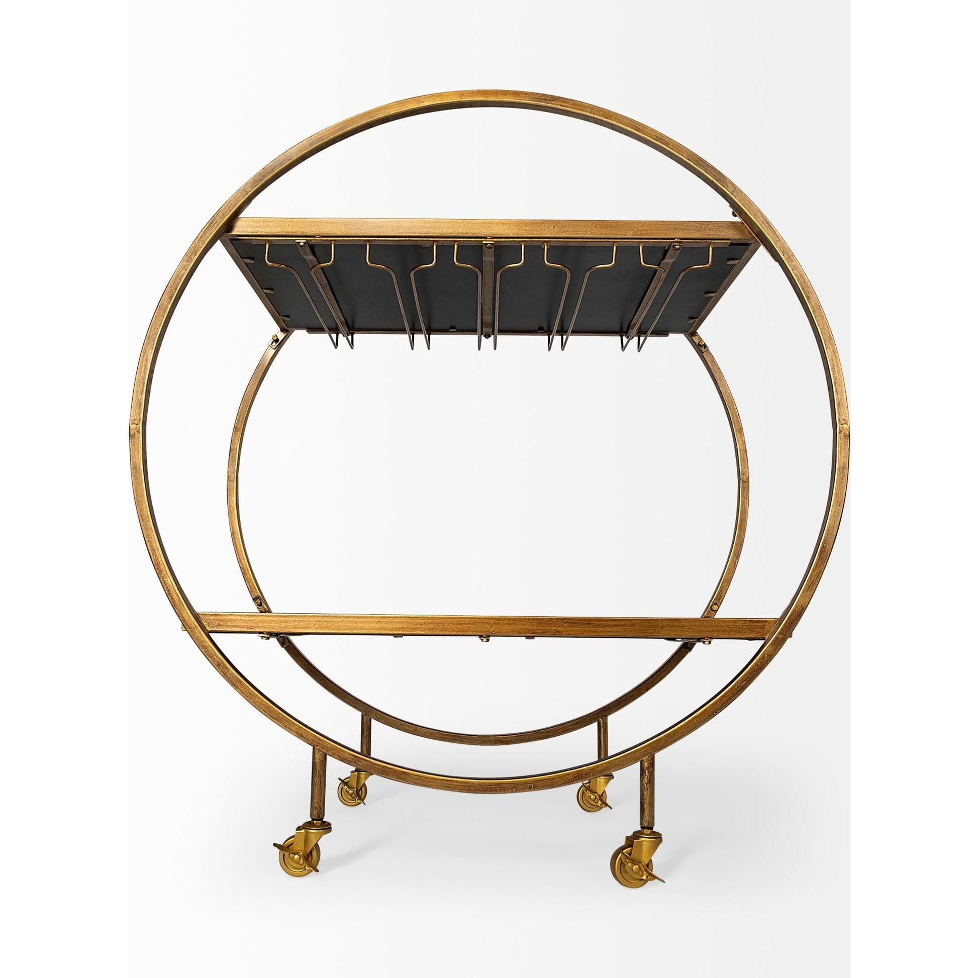 Carola Bar Cart by Mercana in gold. Made from unique in a modern style.