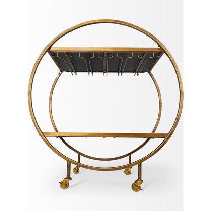 Carola Bar Cart by Mercana in gold. Made from unique in a modern style.