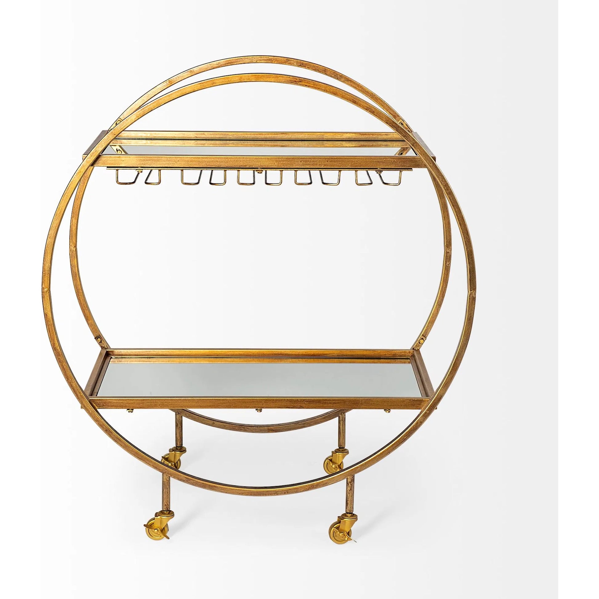 Carola Bar Cart by Mercana in gold. Made from unique in a modern style.