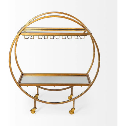 Carola Bar Cart by Mercana in gold. Made from unique in a modern style.