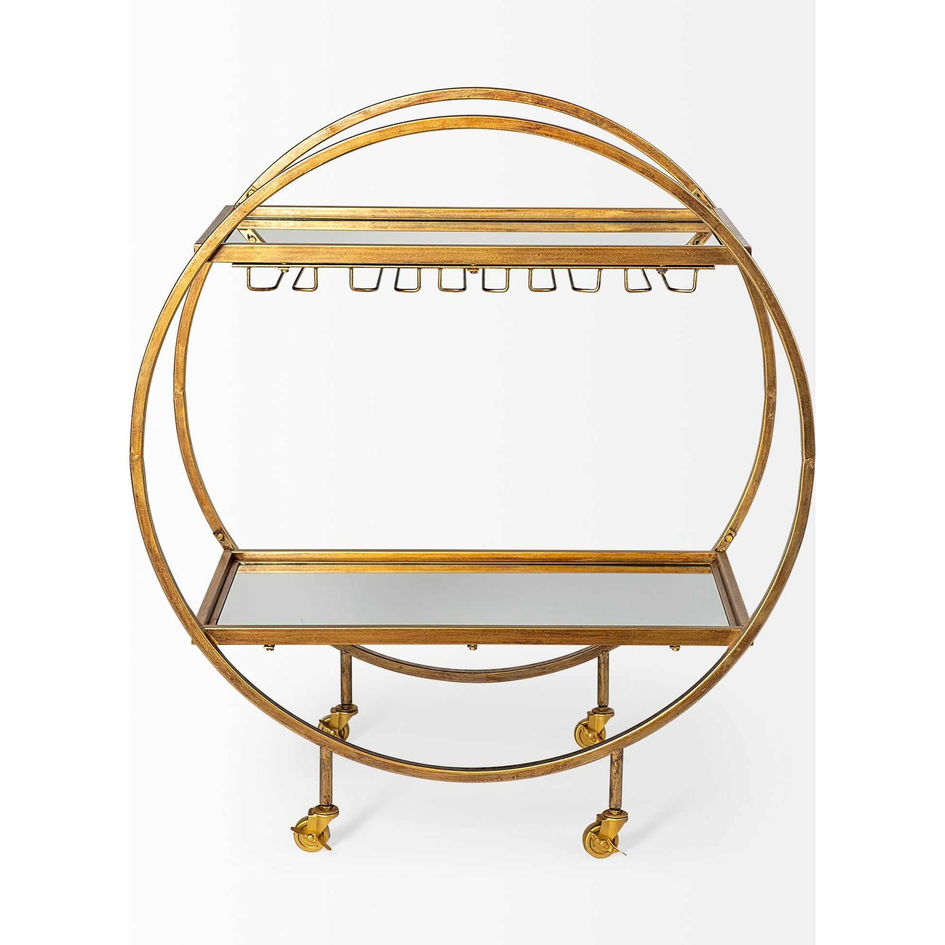 Carola Bar Cart by Mercana in gold. Made from unique in a modern style.