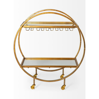 Carola Bar Cart by Mercana in gold. Made from unique in a modern style.