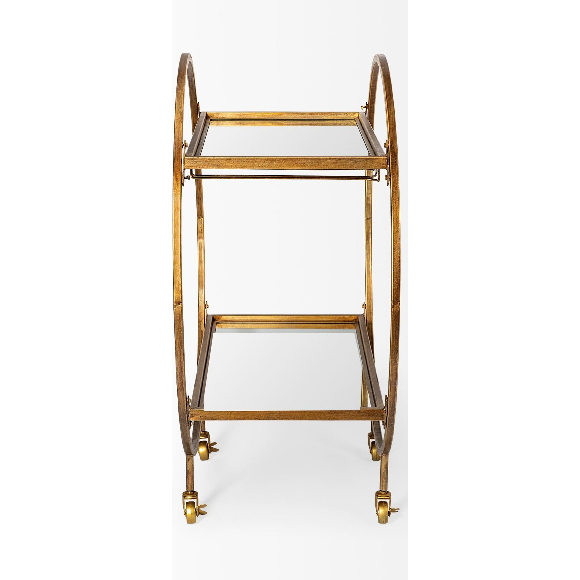 Carola Bar Cart by Mercana in gold. Made from unique in a modern style.