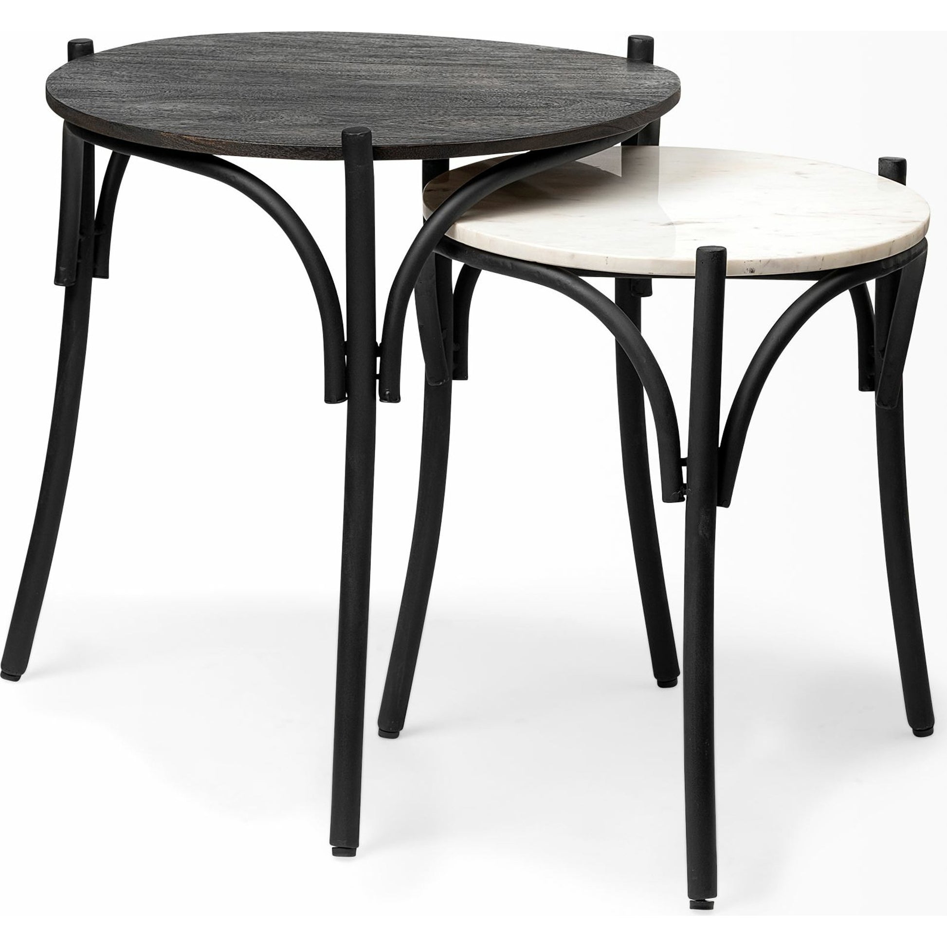 Etienne Table by Mercana in black wood, white marble. Made from unique in a eclectic & global style.