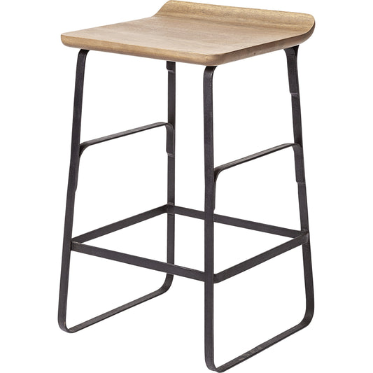 Conan Metal Seat Bar/Counter Stool by Mercana in mango wood, medium brown. Made from unique in a modern style.
