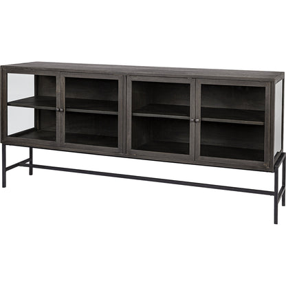 Arelius Sideboard by Mercana. Made from glass, solid wood, steel in a modern style.