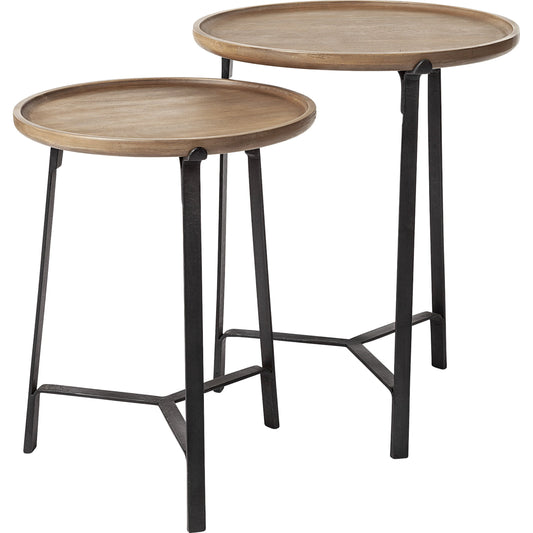 Helios End/Side Table by Mercana in mango wood, natural. Made from unique in a modern style.
