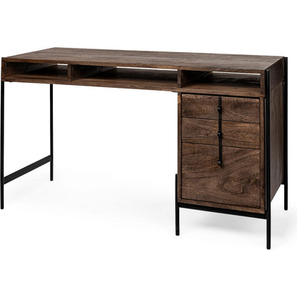 Glenn Office Desk by Mercana in dark brown. Made from unique in a modern style.