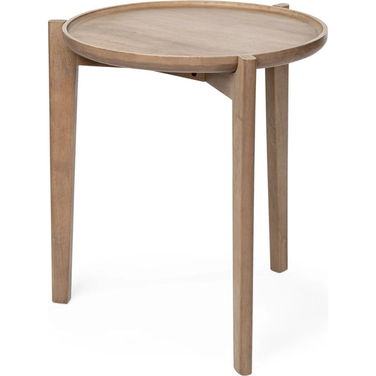 Cleaver Accent Table by Mercana in dark brown. Made from unique in a modern style.