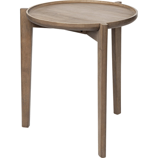 Cleaver Accent Table by Mercana in dark brown. Made from unique in a modern style.