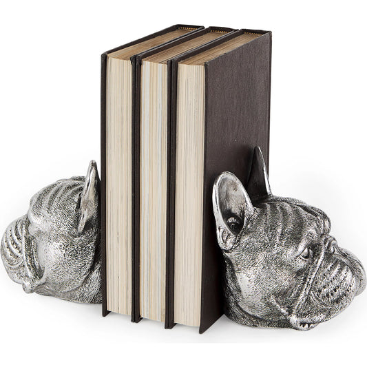 Bruno American Bulldog Bookends Set of Two by Mercana in silver. Made from unique in a eclectic & global style.