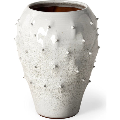 Julian Glossy Spoked Vase by Mercana in white. Made from unique in a eclectic & global style.