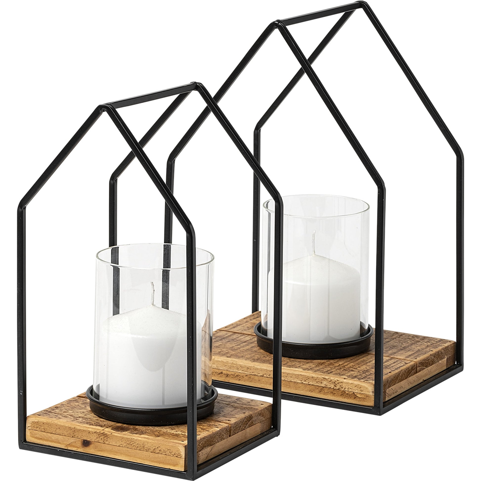 Leopold Wooden Base Table Candle Holders Set of Two by Mercana in natural. Made from unique in a coastal style.