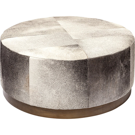 Zahavi Large Round Ottoman by Mercana in natural. Made from unique in a modern style.